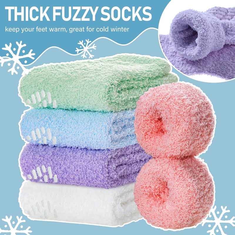Yebing Store Non Slip Hospital Socks for Women with Grips Fuzzy Cozy Anti Skid Slipper Socks Winter Warm Soft Fluffy Sleep Socks - Image 4